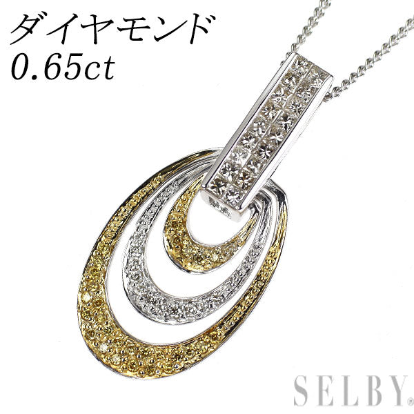 K18WG/ YG ダイヤモンド ペンダントネックレス 0.65ct