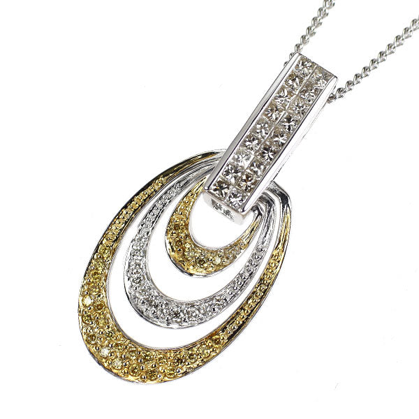 K18WG/ YG ダイヤモンド ペンダントネックレス 0.65ct