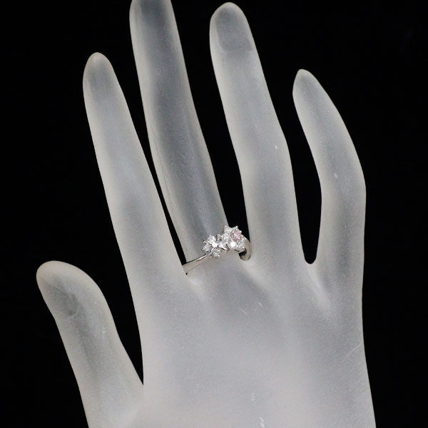 Pt1000 天然ピンク/カラーレス ダイヤモンド リング 0.45ct フラワー