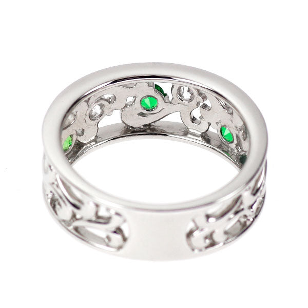 Pt900 グロッシュラーライトガーネット ダイヤモンド リング 0.22ct D0.36ct