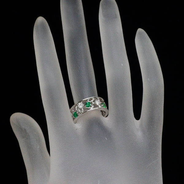Pt900 グロッシュラーライトガーネット ダイヤモンド リング 0.22ct D0.36ct