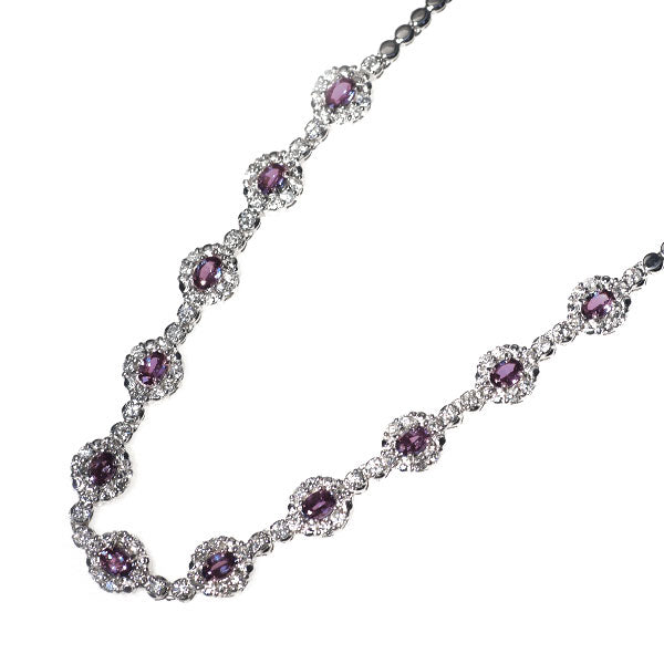 希少 K18WG アレキサンドライト ダイヤモンド ネックレス 1.68ct D1.22ct