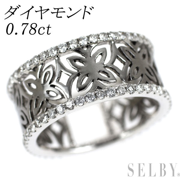 ブラックメッキ/ K18WG ダイヤモンド リング 0.78ct