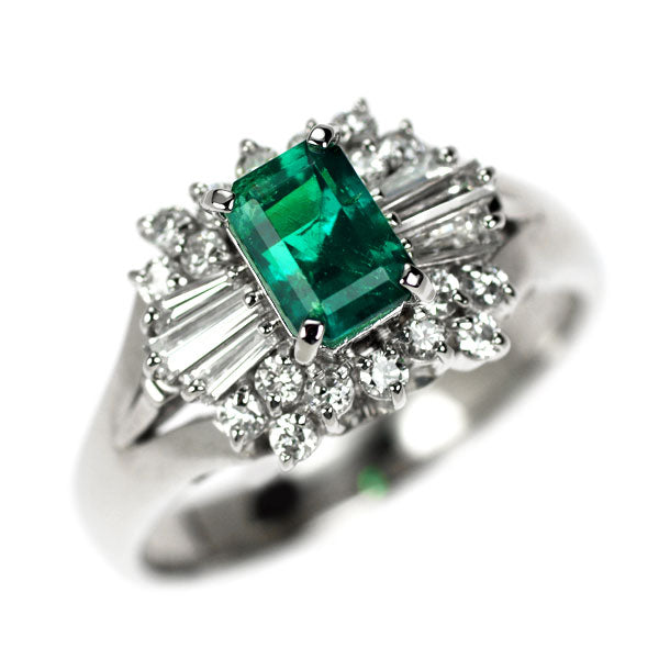 Pt900 エメラルド ダイヤモンド リング 0.56ct D0.42ct
