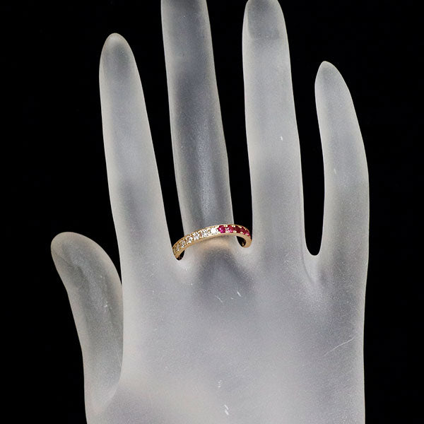 K18PG ルビー ダイヤモンド リング 0.44ct D0.31ct セミエタニティ