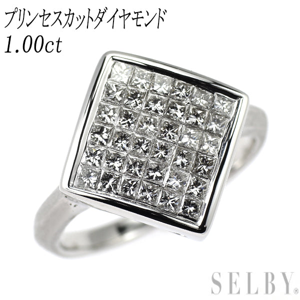 K18WG プリンセスカット ダイヤモンド リング 1.00ct ミステリーセッティング