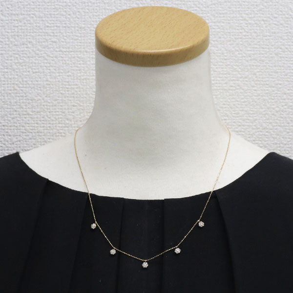 K18PG ダイヤモンド ペンダントネックレス 0.35ct  フラワー