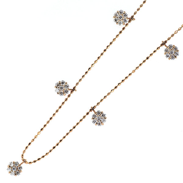 K18PG ダイヤモンド ペンダントネックレス 0.35ct  フラワー