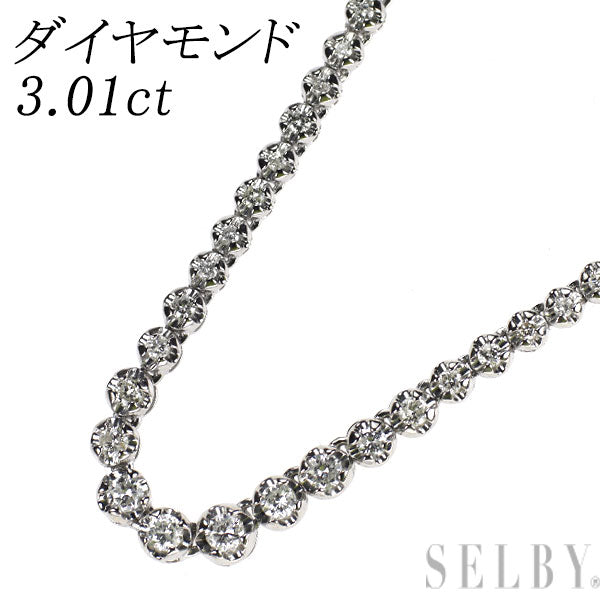 Pt850 ダイヤモンド テニス ネックレス 3.01ct