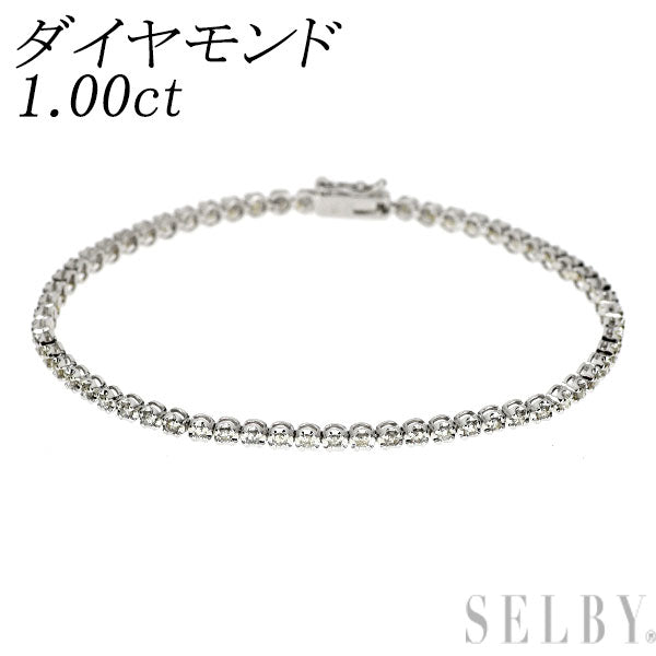 K18WG ダイヤモンド ブレスレット 1.00ct テニス