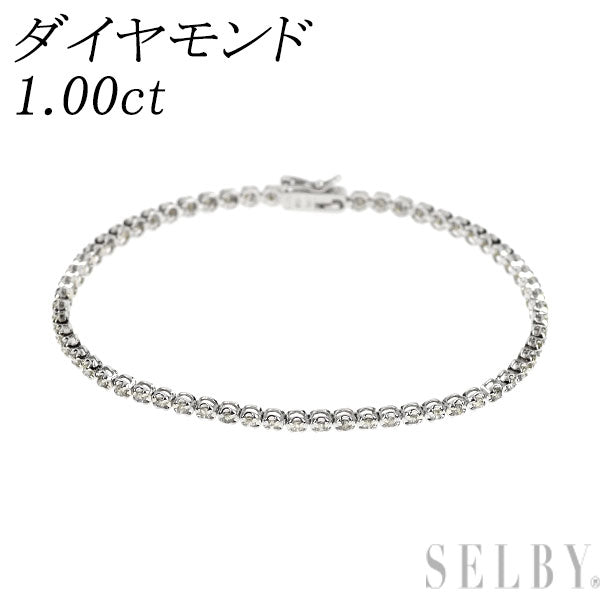 K18WG ダイヤモンド ブレスレット 1.00ct テニス