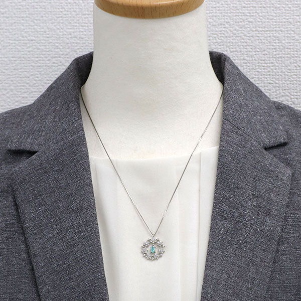 希少 Pt900/ Pt850 パライバ トルマリン ダイヤモンド ペンダントネックレス 0.25ct D0.61ct