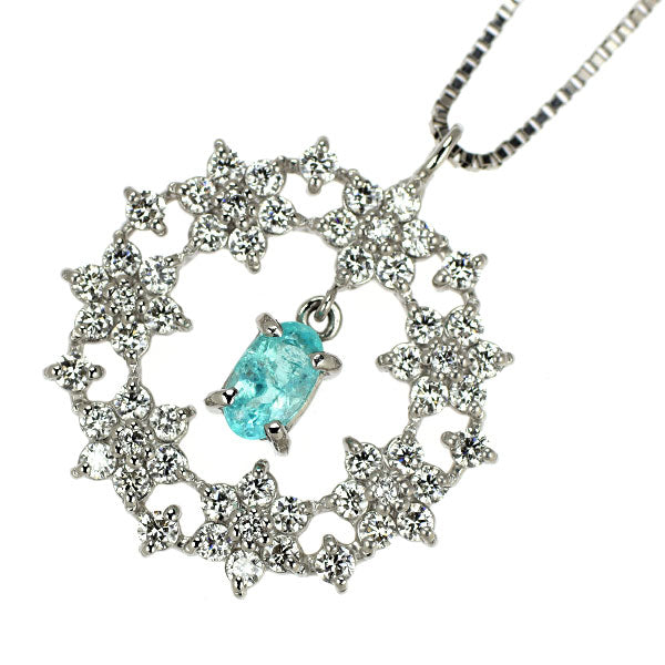 希少 Pt900/ Pt850 パライバ トルマリン ダイヤモンド ペンダントネックレス 0.25ct D0.61ct