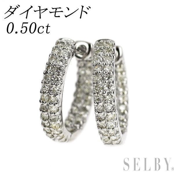Pt950 ダイヤモンド ピアス 1.00ct フープ