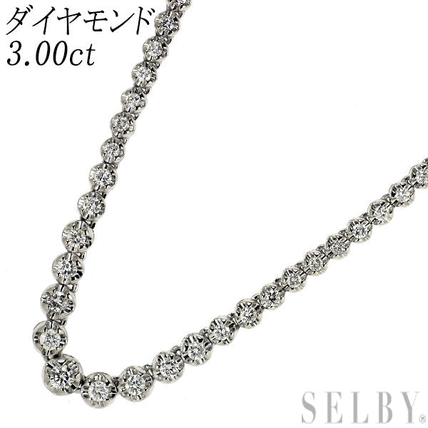 Pt850 ダイヤモンド ネックレス 3.00ct テニス