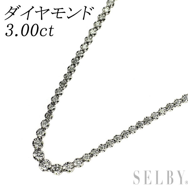 Pt850 ダイヤモンド テニス ネックレス 3.00ct