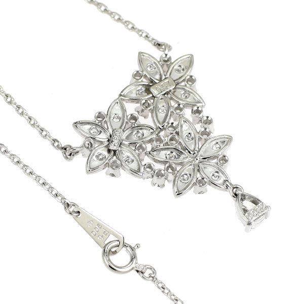 Pt900 ペアシェイプ ダイヤモンド ペンダントネックレス 0.30ct D0.57ct フラワー