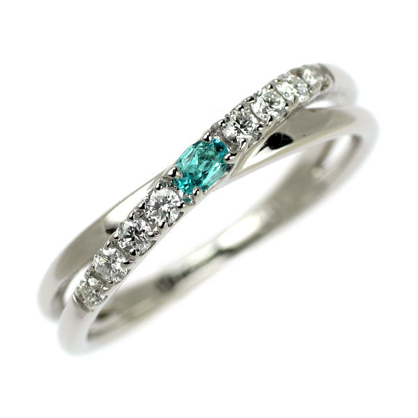 Pt900 パライバトルマリン ダイヤモンド リング 0.05ct D0.14ct