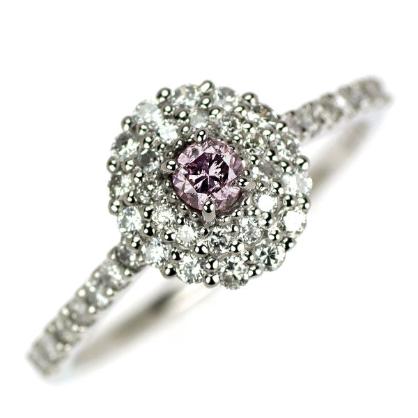 希少 Pt900 天然ピンク ダイヤモンド リング 0.130ct FBPP I2 D0.38ct