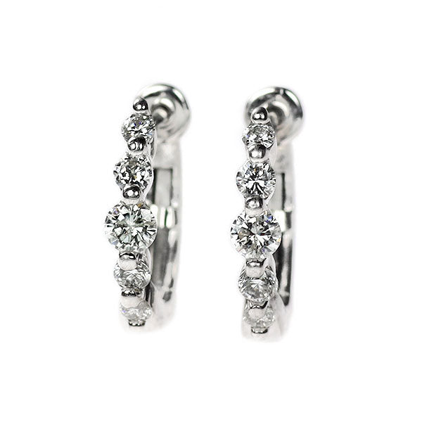 K18WG ダイヤモンド イヤリング 0.50ct フープ