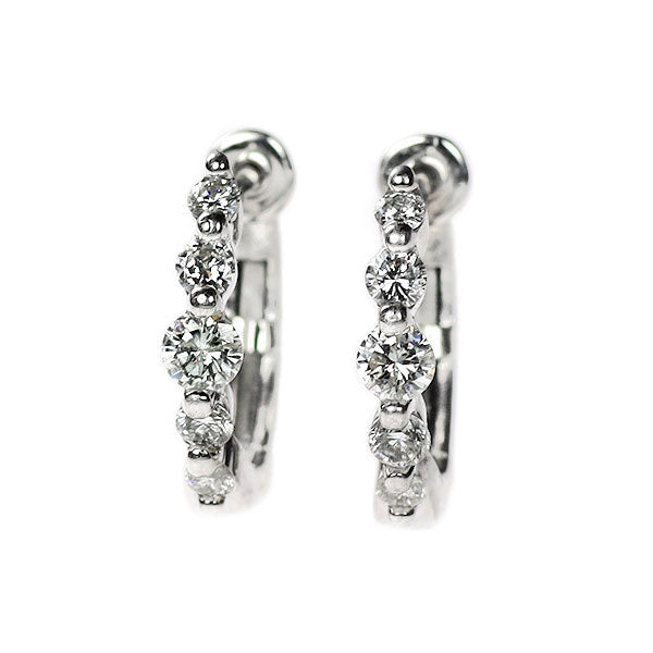 K18WG ダイヤモンド ピアス 0.50ct フープ