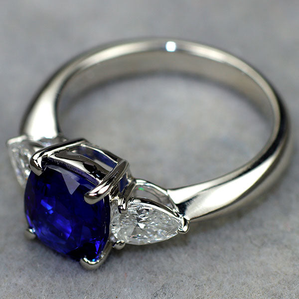Pt900 上質サファイア ダイヤモンド リング 2.137ct D0.51ct