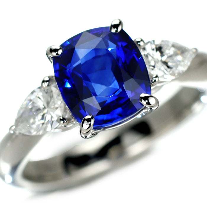 Pt900 上質サファイア ダイヤモンド リング 2.137ct D0.51ct