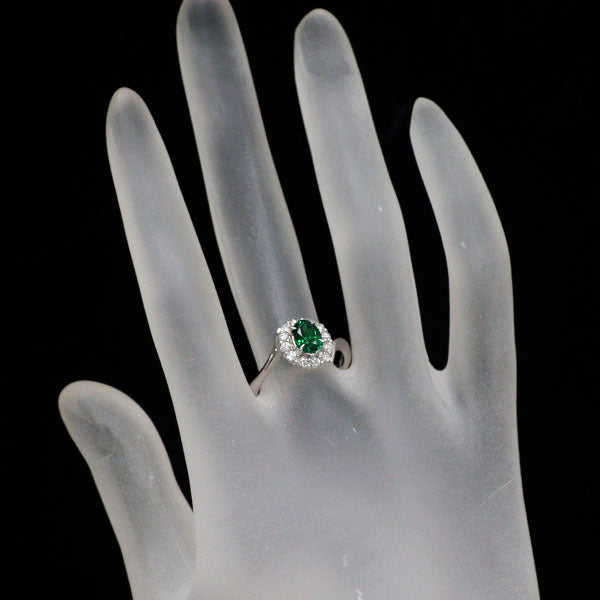 Pt900 グロッシュラーライトガーネット ダイヤモンド リング 1.03ct D0.31ct