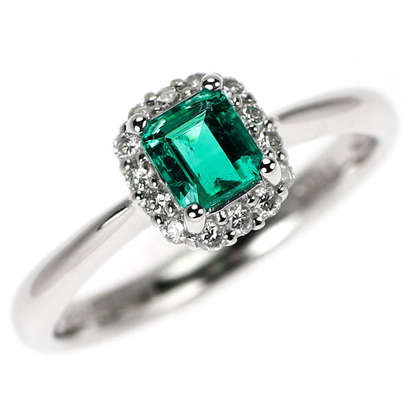 Pt900 エメラルド ダイヤモンド リング 0.43ct D0.15ct