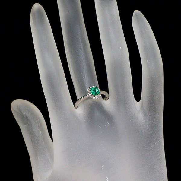 Pt900 エメラルド ダイヤモンド リング 0.43ct D0.15ct