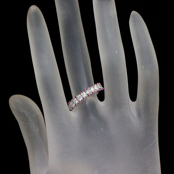 K18WG ダイヤモンド ピンクサファイア リング 0.84ct D0.18ct