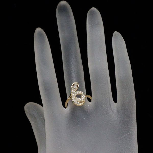 K18YG ルビー ダイヤモンド リング 0.03ct D0.32ct 蛇