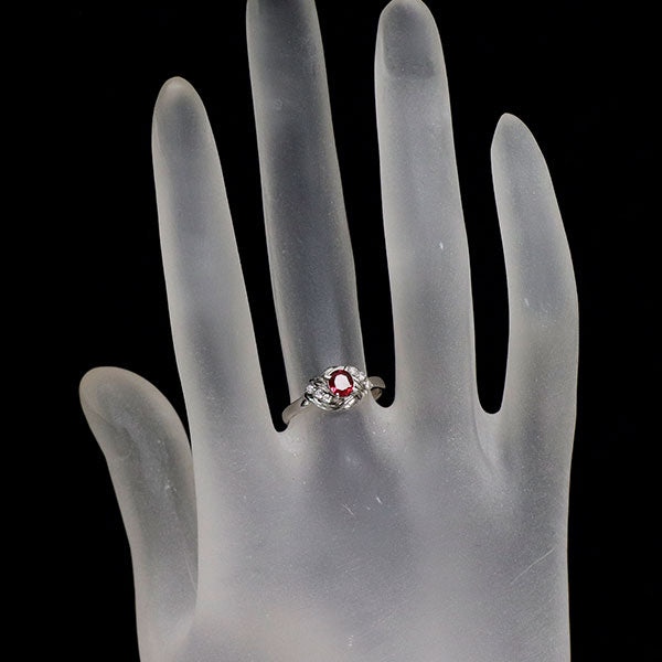 Pt900 ルビー ダイヤモンド リング 0.37ct D0.09ct