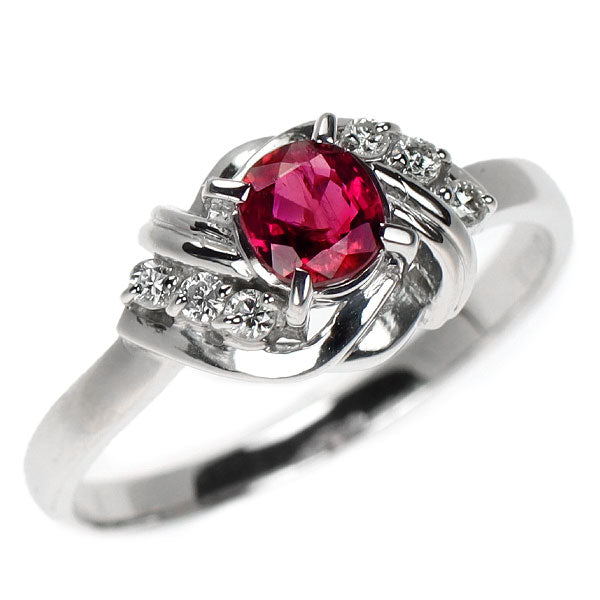 Pt900 ルビー ダイヤモンド リング 0.37ct D0.09ct