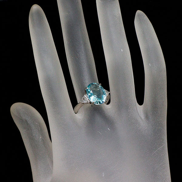 Pt900 アクアマリン ダイヤモンド リング 3.71ct D0.35ct