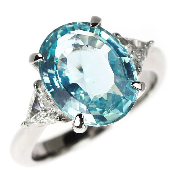 Pt900 アクアマリン ダイヤモンド リング 3.71ct D0.35ct