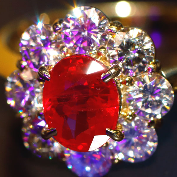 K18YG ビルマ/ミャンマー産 ルビー ダイヤモンド リング 1.06ct D0.96ct
