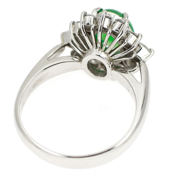 Pt900 翡翠/ヒスイ ダイヤモンド リング 1.40ct D0.65ct