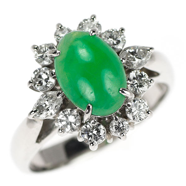 Pt900 翡翠/ヒスイ ダイヤモンド リング 1.40ct D0.65ct