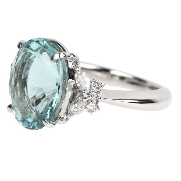 Pt900 アクアマリン ダイヤモンド リング 4.72ct D0.27ct