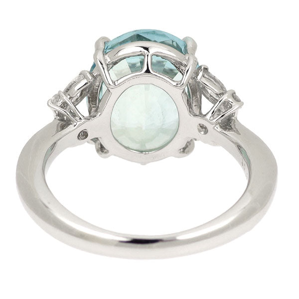 Pt900 アクアマリン ダイヤモンド リング 4.72ct D0.27ct