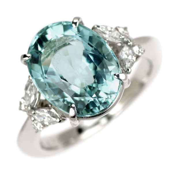 Pt900 アクアマリン ダイヤモンド リング 4.72ct D0.27ct