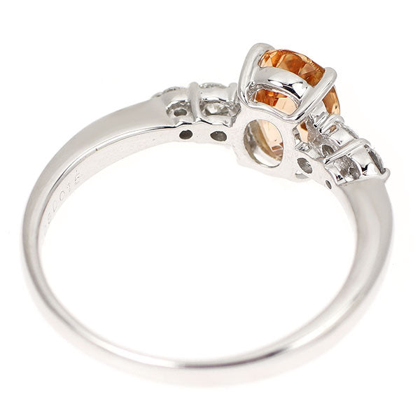 K18WG シェリーオレンジインペリアルトパーズ ダイヤモンド リング 1.08ct D0.15ct