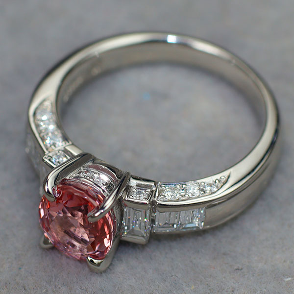 Pt900 パパラチアサファイア ダイヤモンド リング 2.050ct D0.69ct