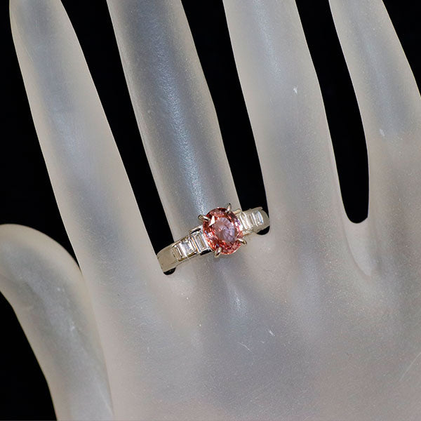 Pt900 パパラチアサファイア ダイヤモンド リング 2.050ct D0.69ct