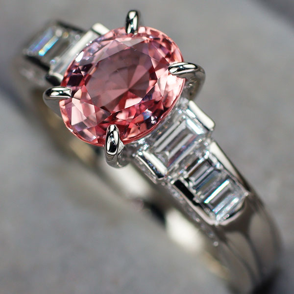 Pt900 パパラチアサファイア ダイヤモンド リング 2.050ct D0.69ct