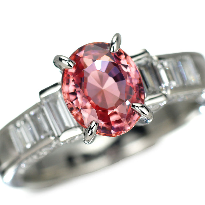 Pt900 パパラチアサファイア ダイヤモンド リング 2.050ct D0.69ct