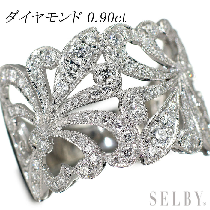 K18WG ダイヤモンド リング 0.90ct アンティークレース