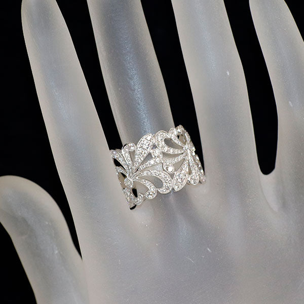 K18WG ダイヤモンド リング 0.90ct アンティークレース