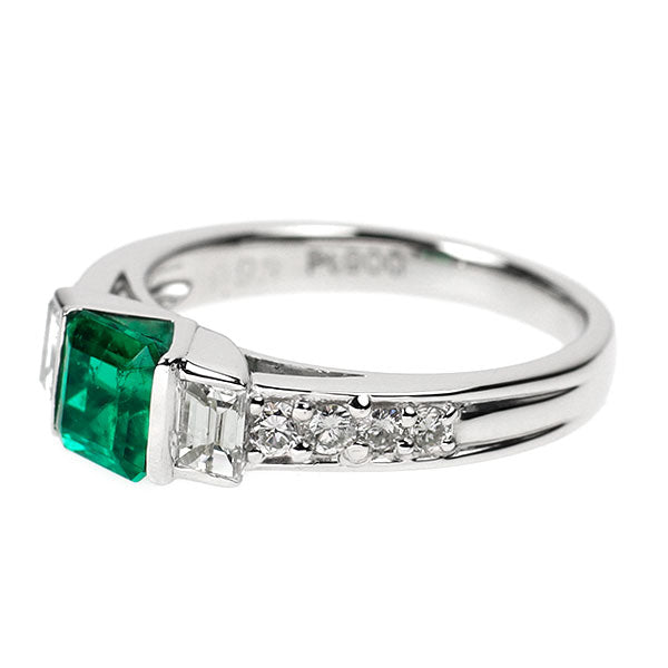 Pt900 エメラルド ダイヤモンド リング 0.93ct D0.58ct